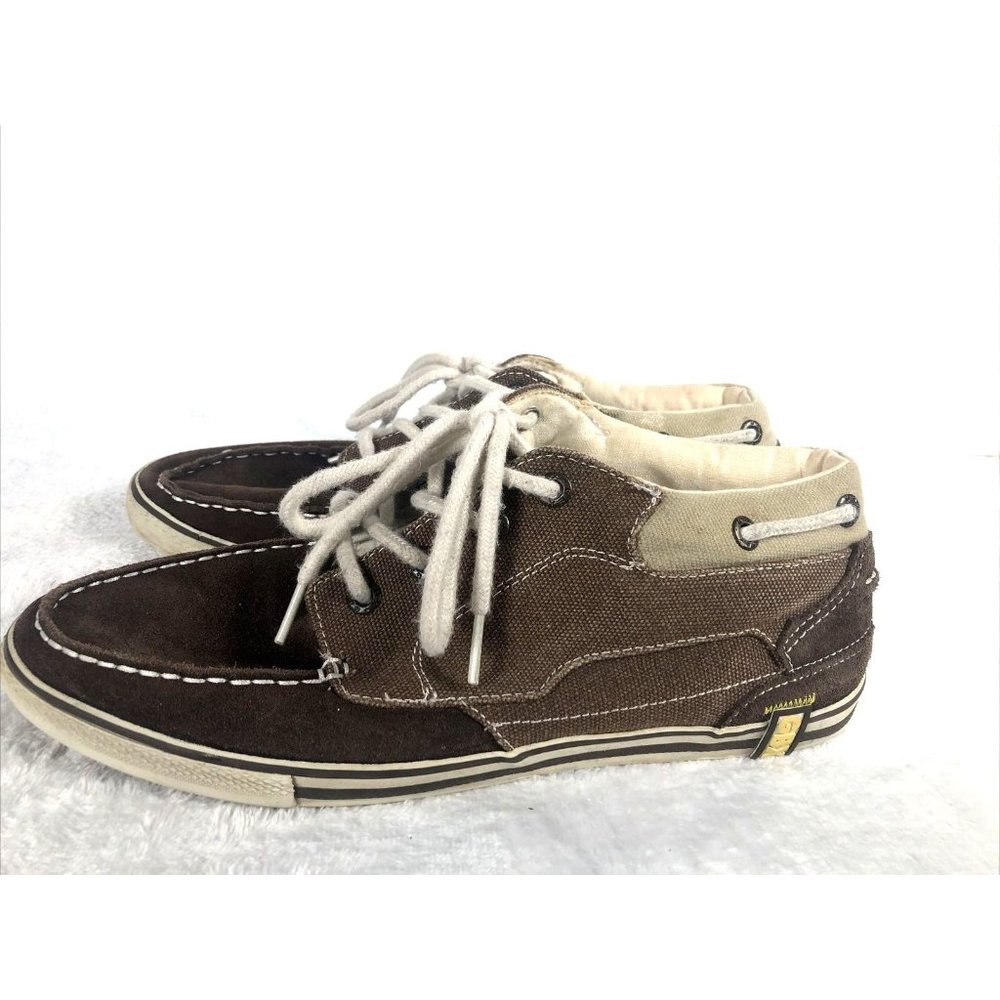 GBX Mens Boat Shoes 10M Casual Slip On Moc Toe Brown Leather Comfort Flats - Picture 5 of 8